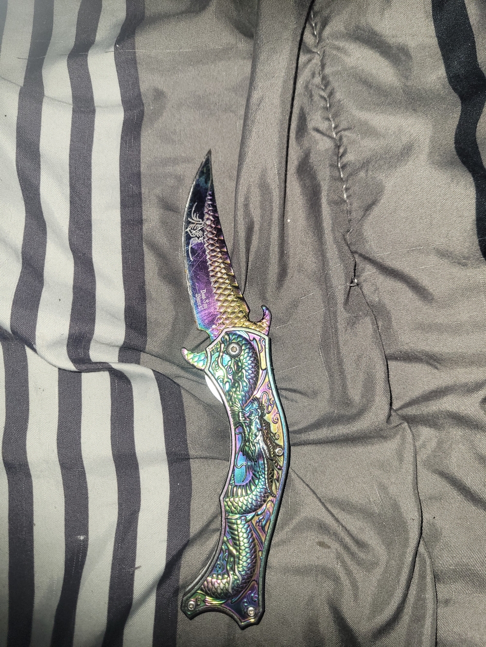 Iridescent Dragon Folding Knife - Men Accessories
